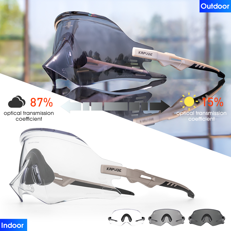 Kapvoe-Photochromic Sports Sunglasses for Man Road MTB Bicycle Glasses Riding Goggle Sports Eyewear Bike Women Cycling Glasses: green