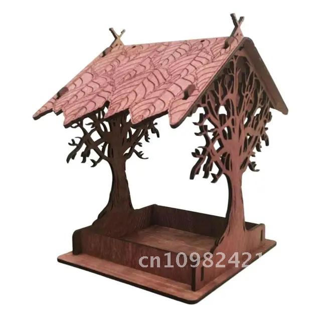 Wooden Hanging Bird Feeder Cottage Hanging Bird House Hanging For Attracts Outdoors Bird Extra-Large Feeder Jays Blue Birdfeeder: Blue