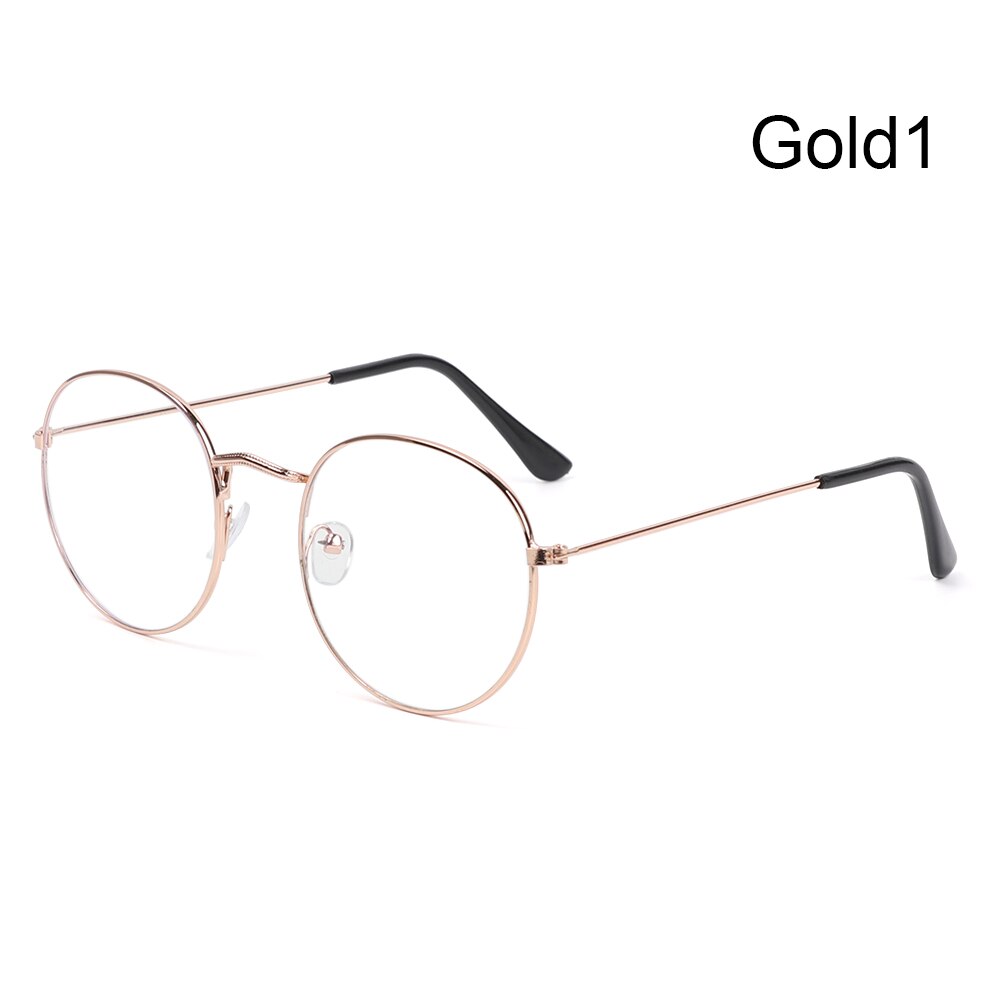 Metal anti-blue glasses retro round frame eye protection ultra light frame computer glasses game filter round glasses: Gold  1