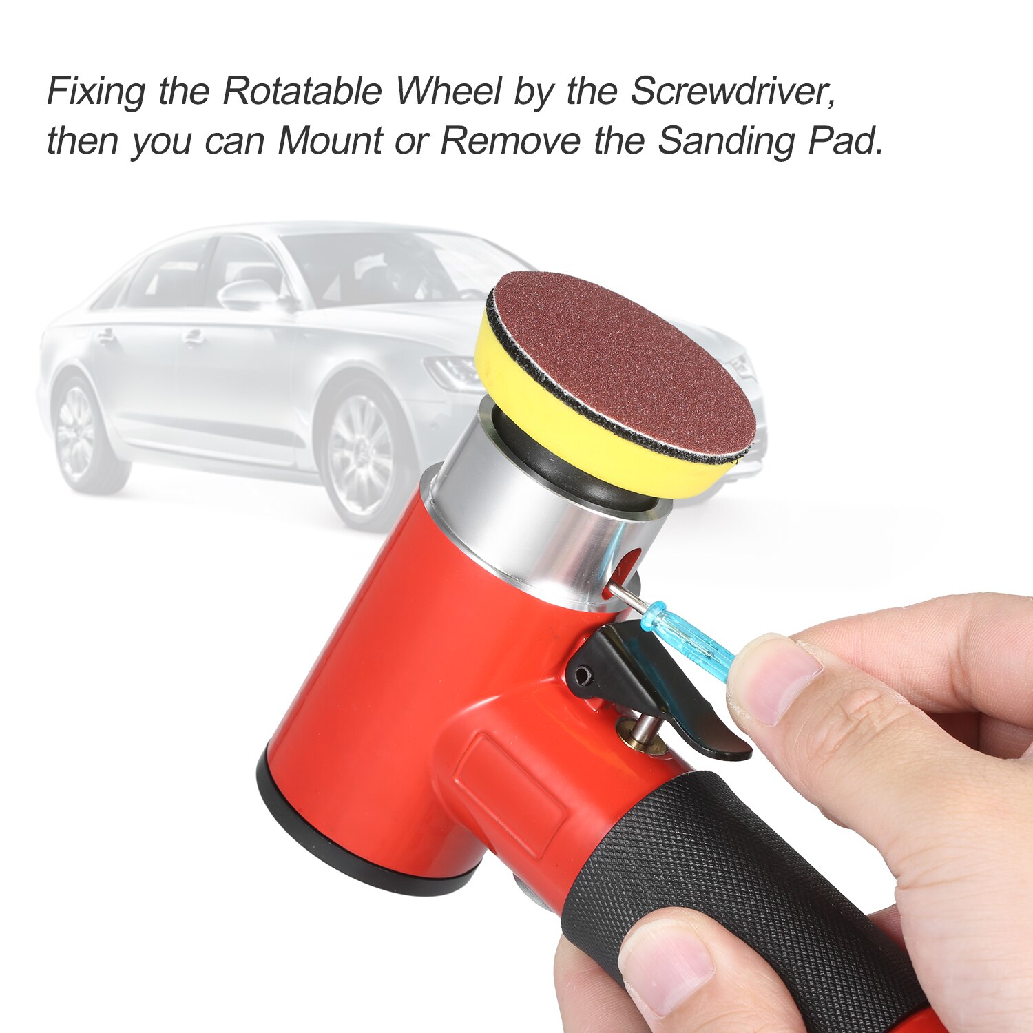 KKmoon Mini Air Sander with 1/2/3 Inch Sand Disks Random Orbital Pneumatic Sander Air Powered Sanders &amp; Polisher for Car Beauty