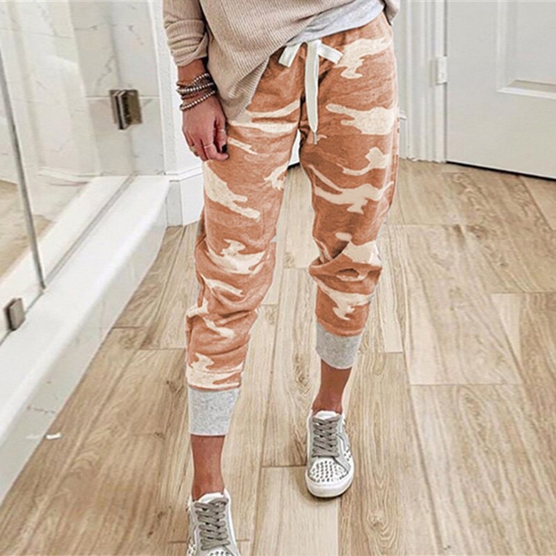 Women Camouflage Joggers Pants Ankle Camo Cargo Jogging Trousers Female Autumn Streetwear Drawstring Ladies Sweatpants