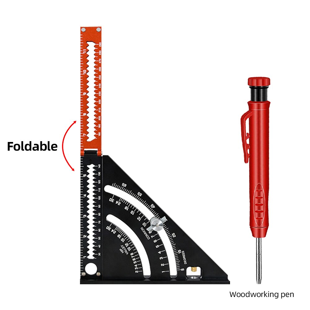 7 Inch Aluminum Alloy Speed Square Triangle Ruler Angle Protractor Ruler Multi Positioning Tool Woodworking Line Measuring Gauge: Upgrade ruler set2
