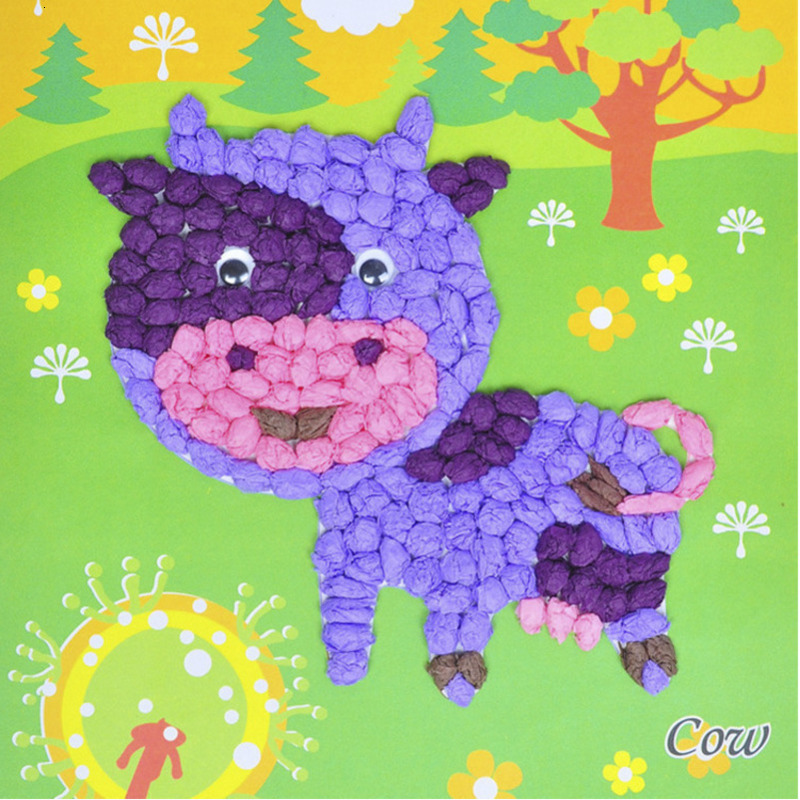 Child Toy DIY Hairball Sticky Paper Painting Kindergarten Toy Material Package Children Toy Toys Girl Crafts