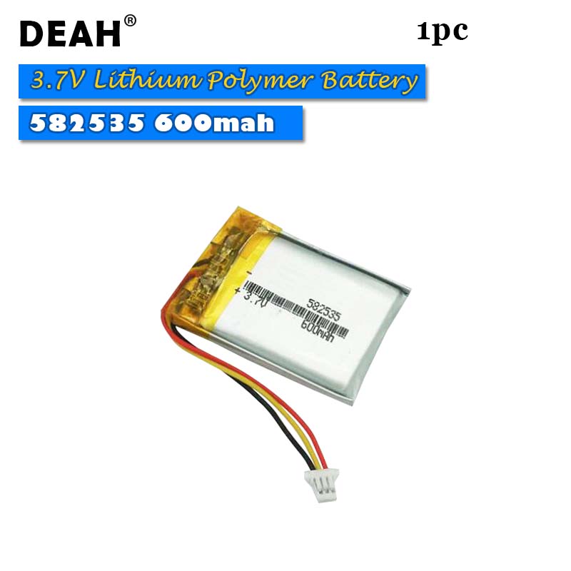 3.7V Lipo cells 582535 600mah Lithium Polymer Rechargeable Battery For MP3 MP4 MP5 GPS PDA notebook Bluetooth headset LED Lamps: 1PC 582535