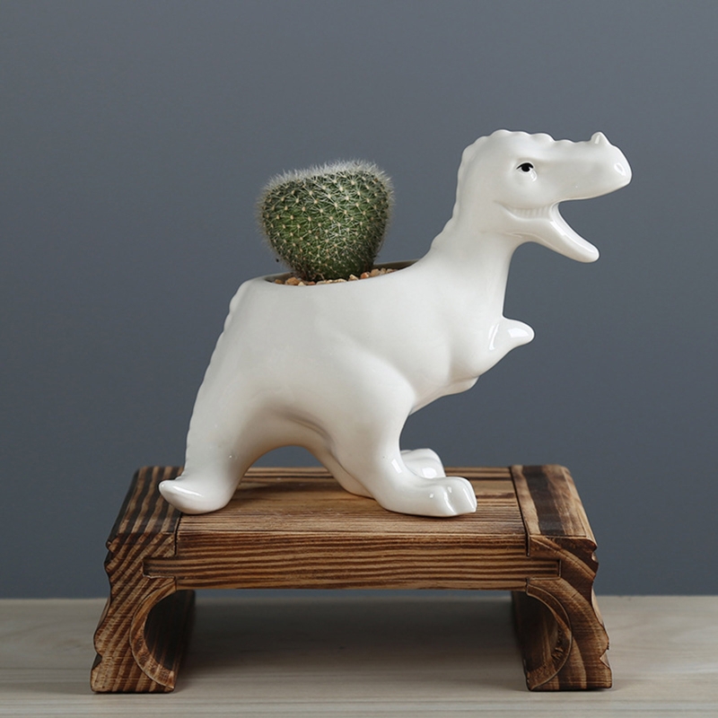 Śliczne dinozaur doniczka na sukulenty garnek z drenażu tacy ceramiczne kaktus pojemnik na kwiaty zwierząt bonsai uchwyt na rośliny doniczkowe