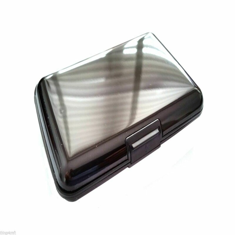 Waterdichte Zaken Id Credit Card Wallet Holder Metal Pocket Case Box: Black-Glossy