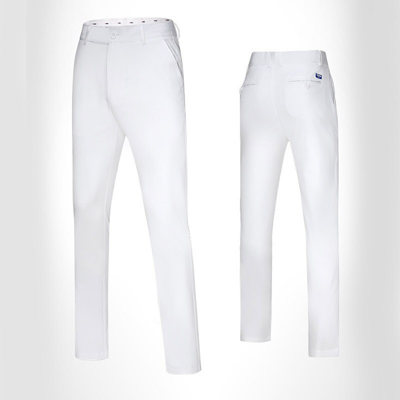 Herr golfkläder långbyxor andas sommar snabbtorkande byxor elastisk midja slim soft xr: Vit / M