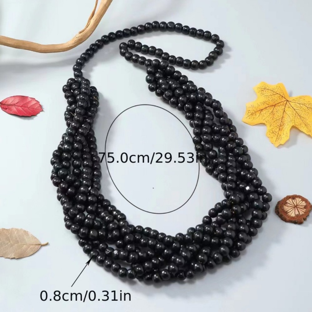 Collar y colgante de madera multicapa hechos a mano, joyería africana, Collar largo con cuentas, Maxi collar étnico