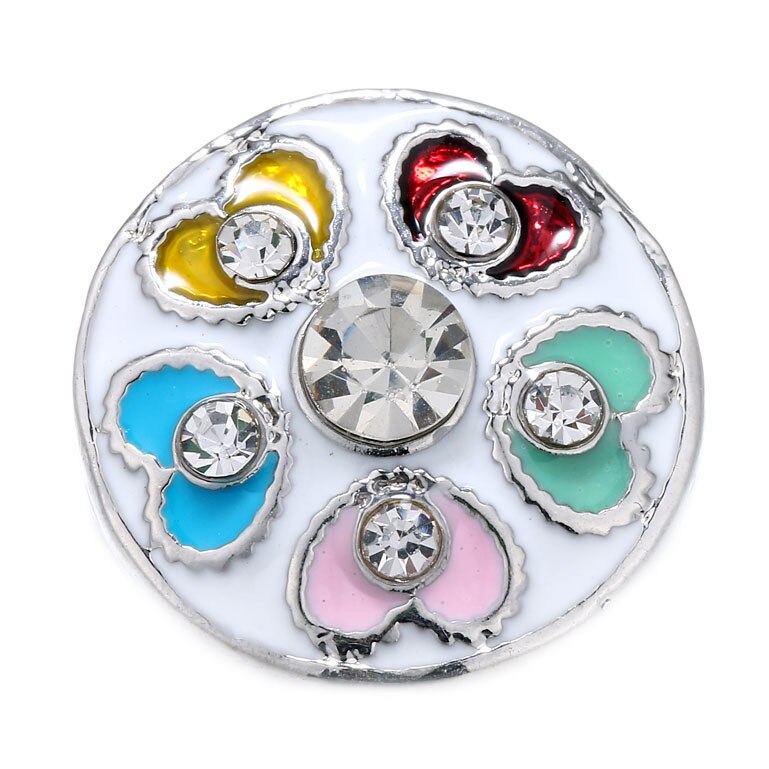 5pcs/lot Snap Jewelry Rhinestone Butterflu Love Heart 18mm Snap Buttons Round Metal Charms Fit Snap Bracelet Bangles: 4