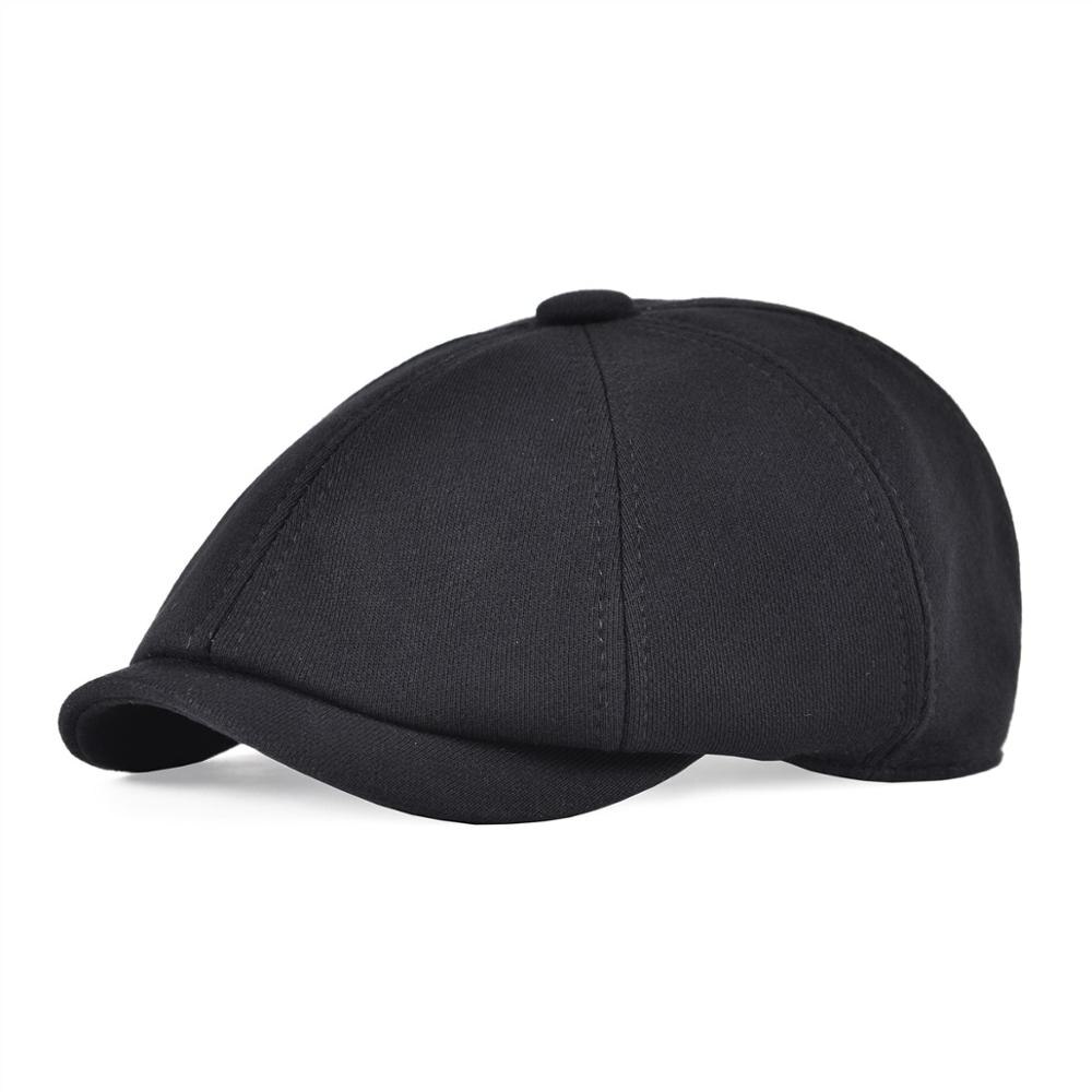 Voboom Big Size Katoen Platte Pet Mannen Vrouwen 8 Panel Klimop Caps Retro Krantenverkoper Caps Zacht Ademend Cabbie Gatsby Ivy hoed 321: Black