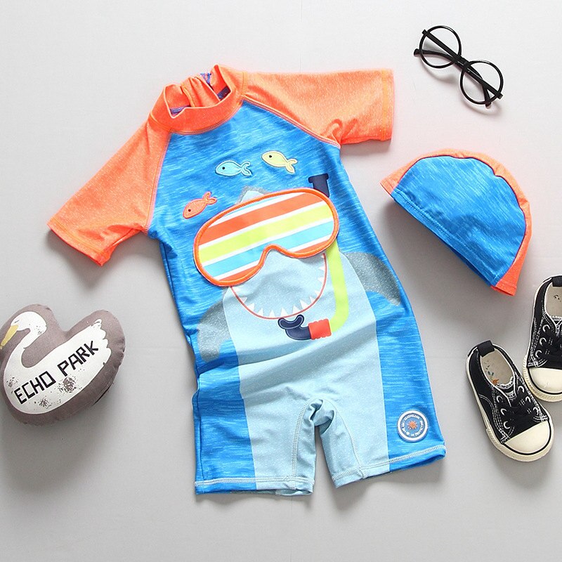 summer baby boy swimwear one piece swimsuit UPF50+ sun protected long sleeve infant baby toddler boys swimming bathing suit: 882015 / 12M
