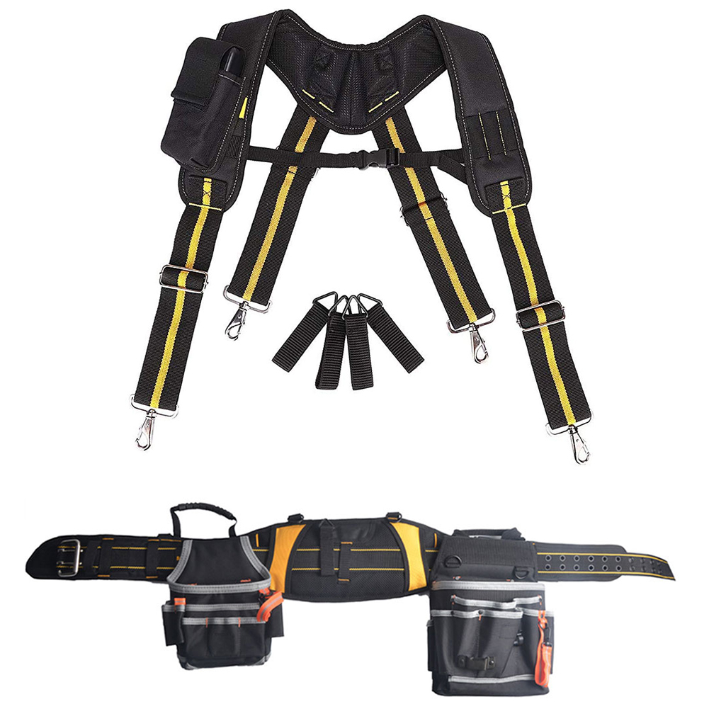 Tool Belt Suspenders Pouch Bag Nail Pocket Set Adjustable Lumbar Support Multi Function Tools Bag for Carpenter Electrician
