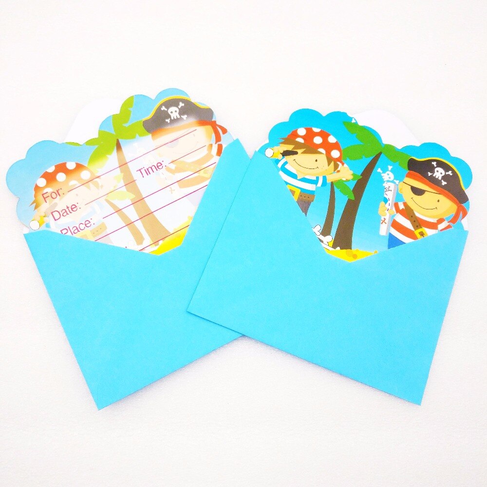 6 stuks/zak cartoon piraten uitnodigingskaart bedankje verjaardag leuke feestbenodigdheden evenement decoratie kinderbenodigdheden kinderen piratenfeest