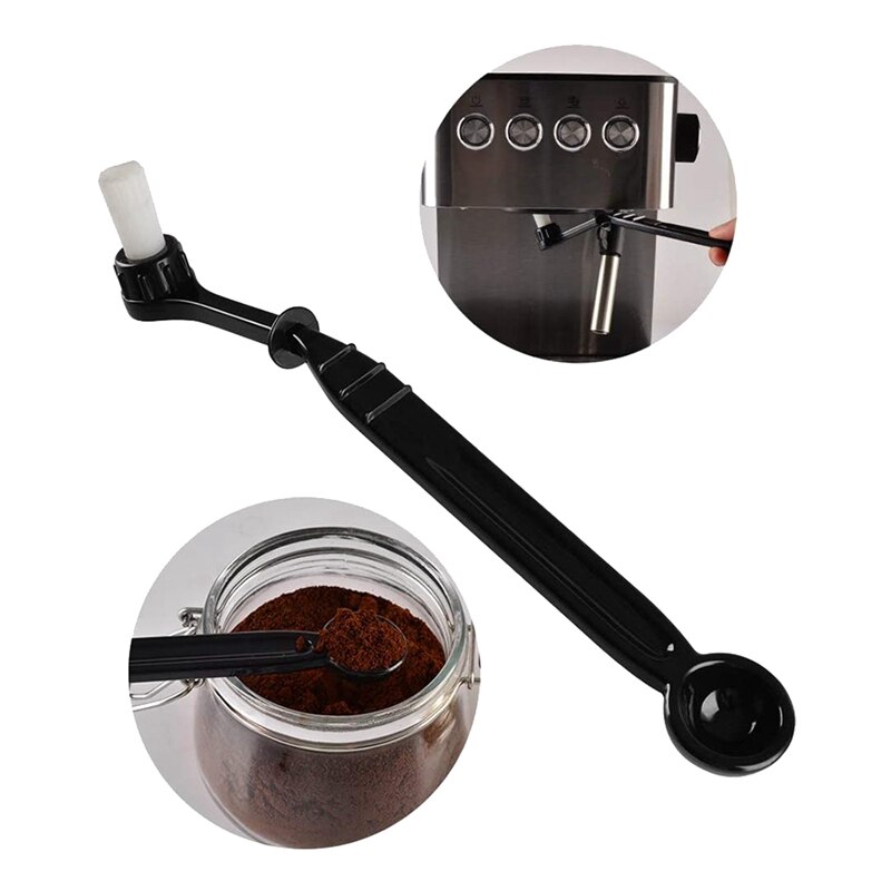 Koffie Machine Borstel 2 Stuks Koffie Reinigingsborstel Met Lepel & 2 Stuks Borstelkop Voor Koffiemolen