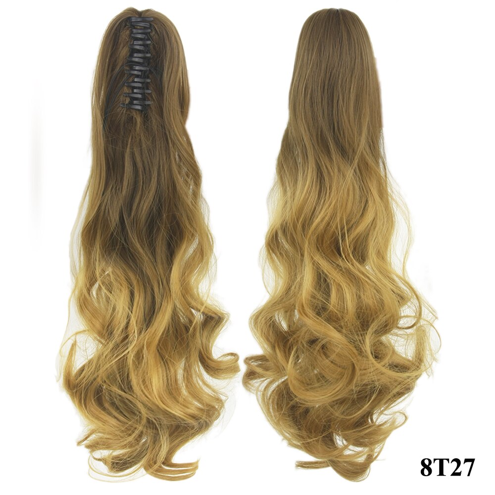 Soowee – Postiche Queue De Cheval synthétique à pince, 24 pouces, Extensions De cheveux ondulés gris ombré, Postiche Queue De Cheval: # 35