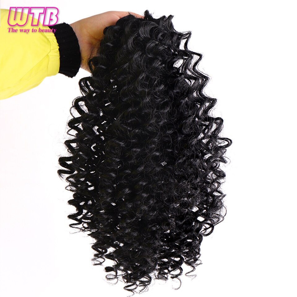 WTB-coletas de pelo sintético para mujer, pelo corto rizado, negro, esponjoso, para pelo afroamericano: T1B / 613