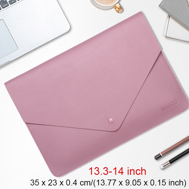 Portable Laptop Tablet Bag Business Office Ipad Waterproof Protective Case Women Men Briefcases Document Organizer Accessories: Rose Red 13.3-14inch