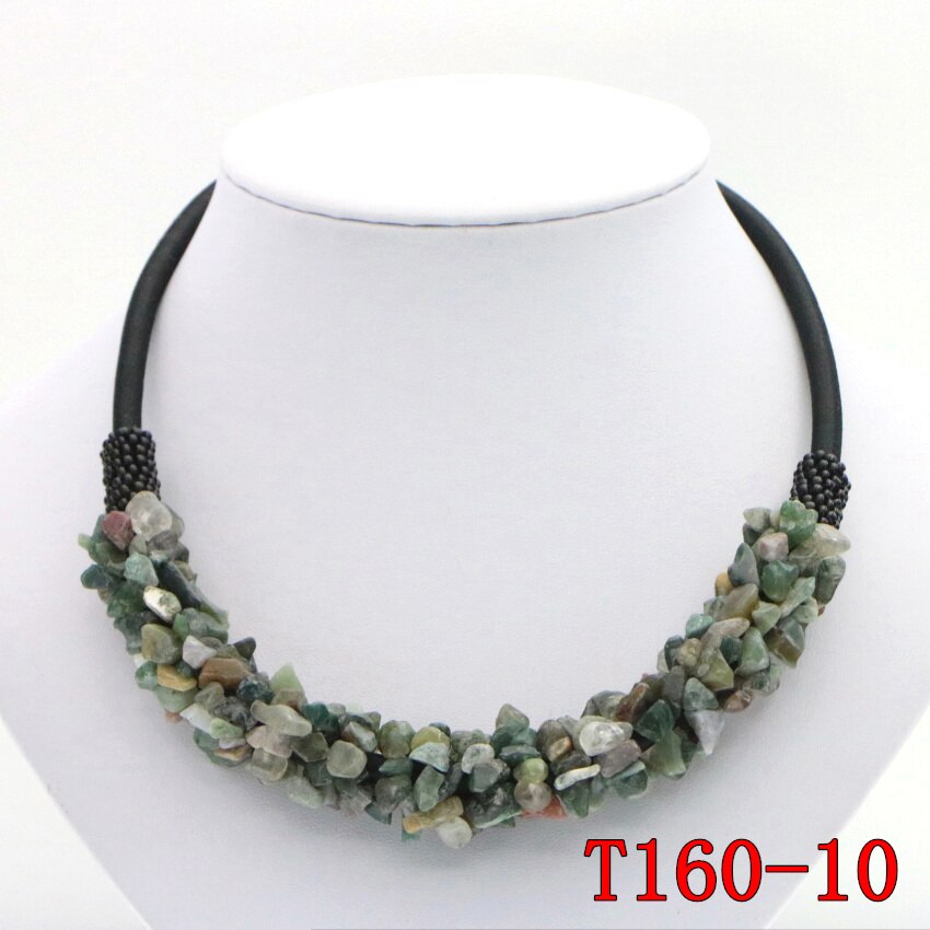 WUBIANLU 13 Styles Natural Spar Coral Tourmaline Lapis Lazuli Agates Aventurine Chokers Necklaces For Women Costume Jewelry: T160-10