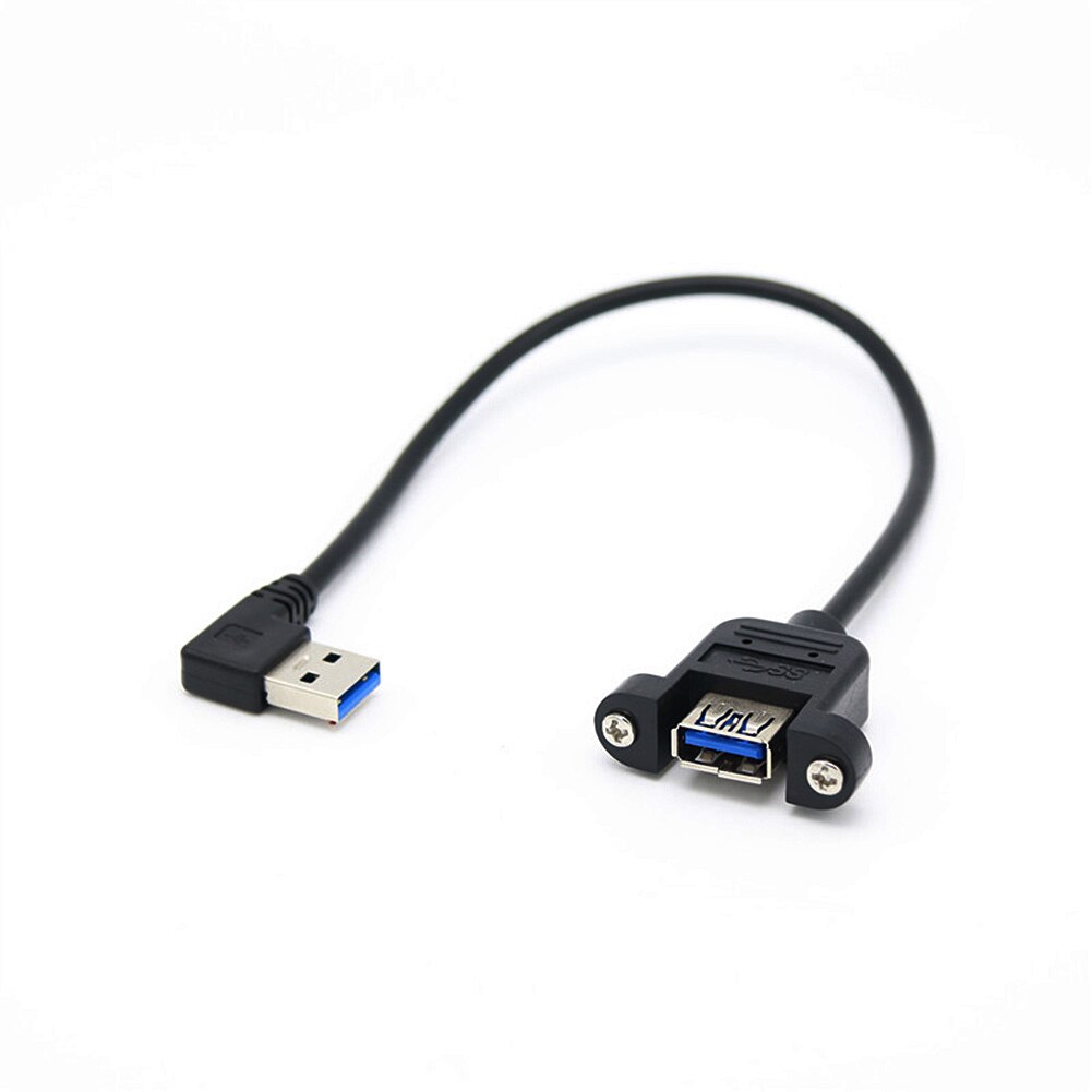 USB 3.0 A Female Panel Mount to USB A Male 90 Degree Left Angle Plug Extension Cable for computer host