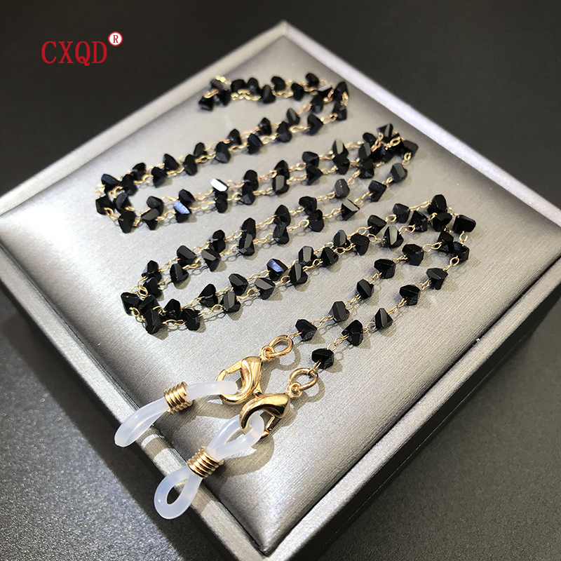 Cadenas para máscara de gafas de sol para mujer, cordón para gafas con cuentas de cristal triangular de 4mm, joyería de , accesorios para colgar en el cuello