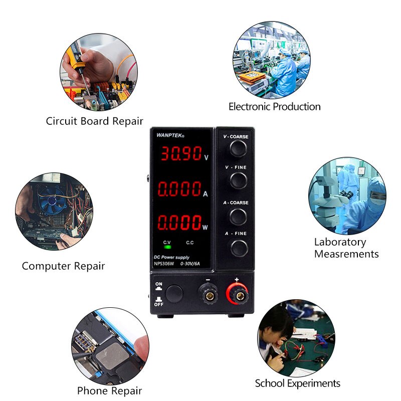 bench dc power supply adjustable 30V 5A 6A four digit lcd display VARIABLE switching power supply source ac 110v 220v 300w 360w