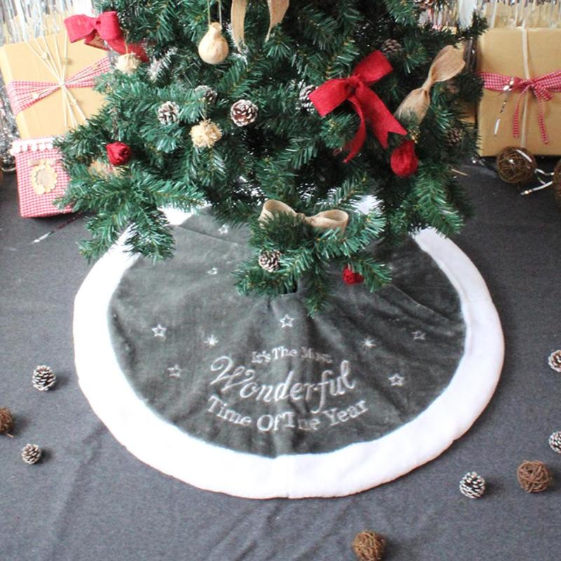 90 cm Grey Vrolijk Kerstboom Rok Tapijt Xmas Ornamenten Decoratie Schort