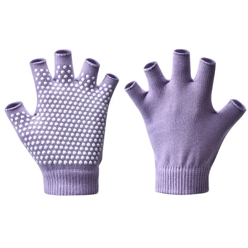 Gants de Yoga antidérapants pour femmes, gants de Fitness pour salle de sport, Yoga, Pilates, équilibre, entraînement , Fitness, demi-doigt, gant de protection des mains: Violet