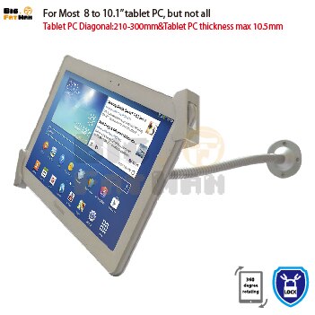 Universal wall mount for 7 to10.1" tablet desk secure mounting gooseneck arm tablet holder for ipad Samsung flexible pole brace