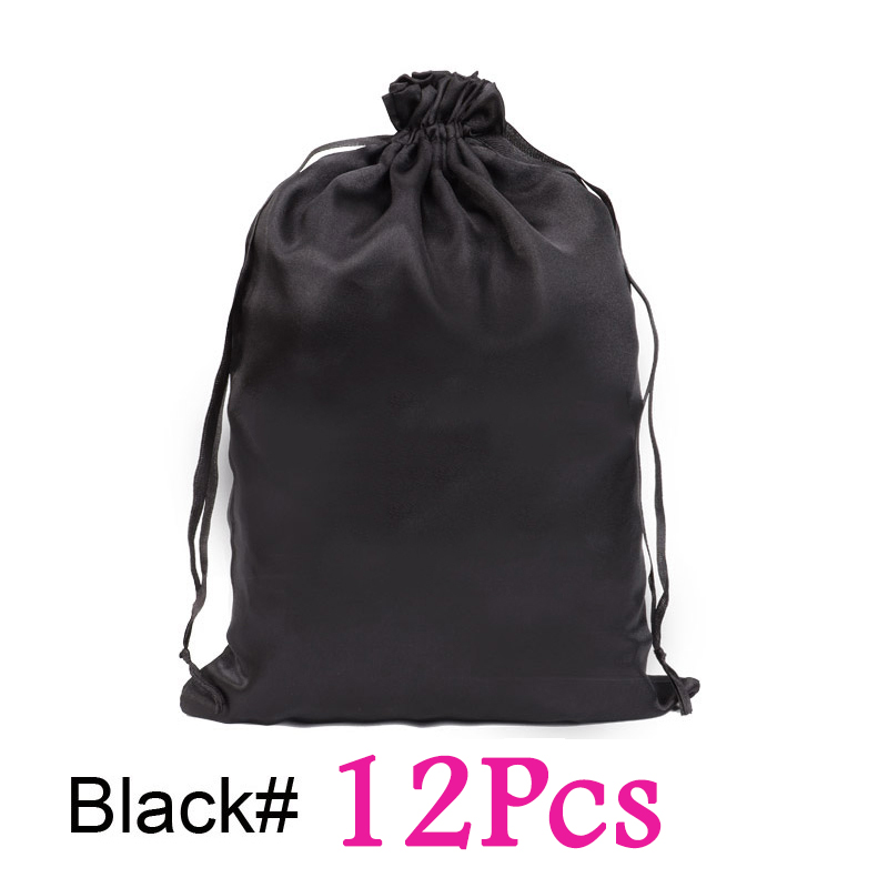 Sac de perruque en Satin, 12 pièces, sacs de rangement 25x35Cm, grand sac de perruque en soie douce noir rose pour outils d'emballage de perruque, accessoires de perruque: Rouge