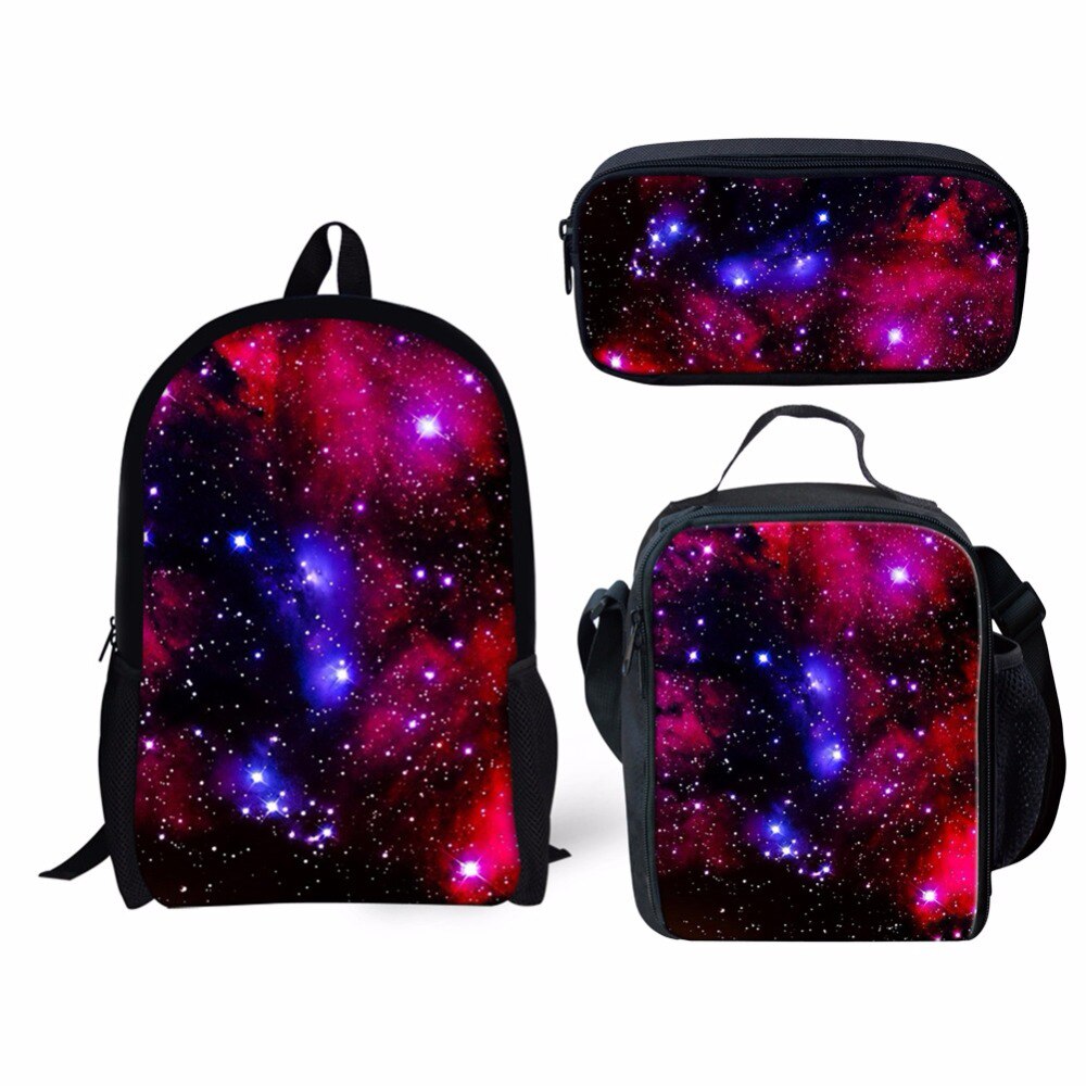 Galaxy/ruimte/universum print jongens meisjes schooltassen casual stuks set rugzakken kinderen orthopedische schooltassen