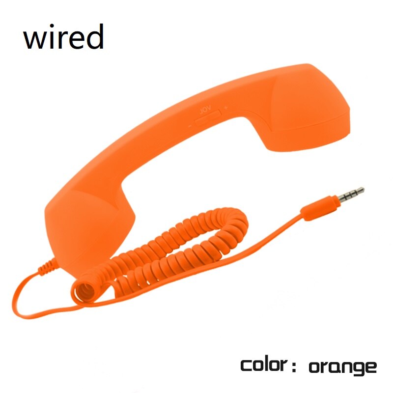 Wireless Retro Telefonhörer und Draht Strahlung-beweis Hörer Empfänger Kopfhörer für ein handy mit komfortable anruf: wired orange