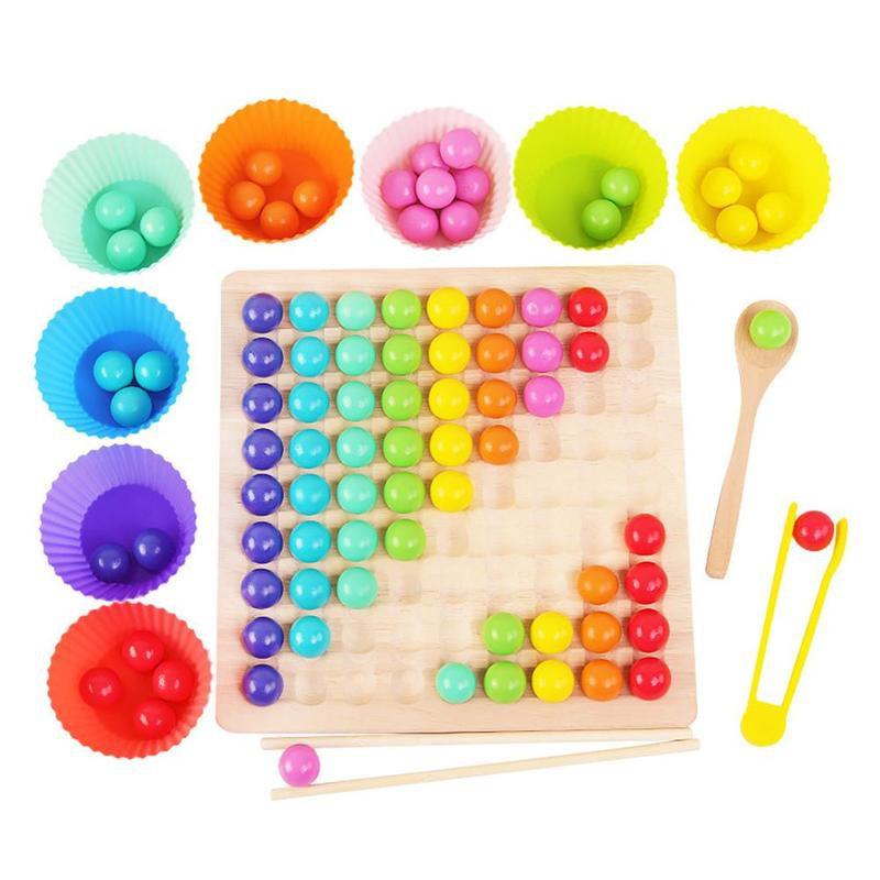 Juego de juegos Go de madera con cuentas de puntos, juguete de mesa, juego de arco iris, almacenamiento, cuenco, cuentas, rompecabezas, pinzas de madera, rompecabezas, E9B9: Default Title