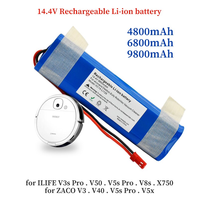 2022 Echte 14.4 V 6800Mah 18650 Lithium-Batterie F Ür Ilife V3s Pro, V50, v5s Pro, V8s, X750 Roboter-Staubsauger Batterie