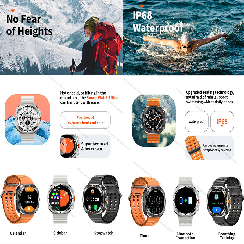 2025New Orologio originale Ultra Smartwatch 47mm AMOLED ChatGPT GPS NFC Bussola IP68 Orologio impermeabile Chiamata Bluetooth Smart Watch da uomo