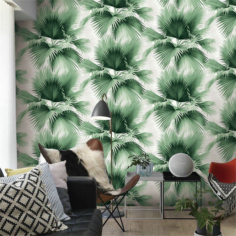 Palm Leaf Pattern Wallpaper Waterproof Wall Stickers PVC Wallpaper Interior decoration kitchen decoration art background