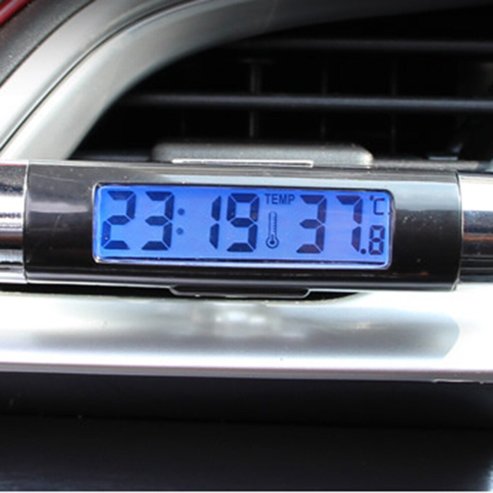 2 In 1 Backlight Mini Electronic Clock With Thermometer Digital LCD Display For Car Air Vent Auto Car Clock Mini Time Clock Clip