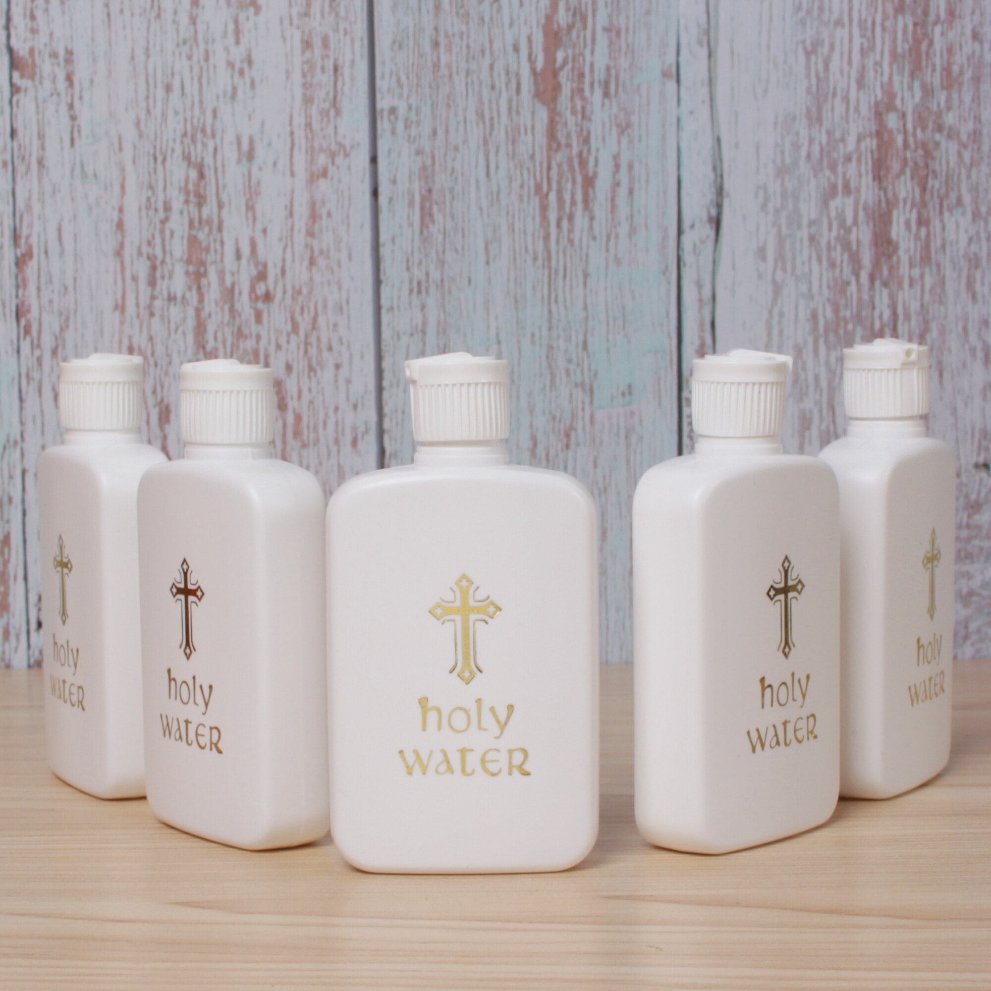 5Pcs 60/100Ml Hervulbare Holy Water Flessen Gouden Kruis Heilige Water Container Met Schroefdeksel Christian Pasen kerk Levert