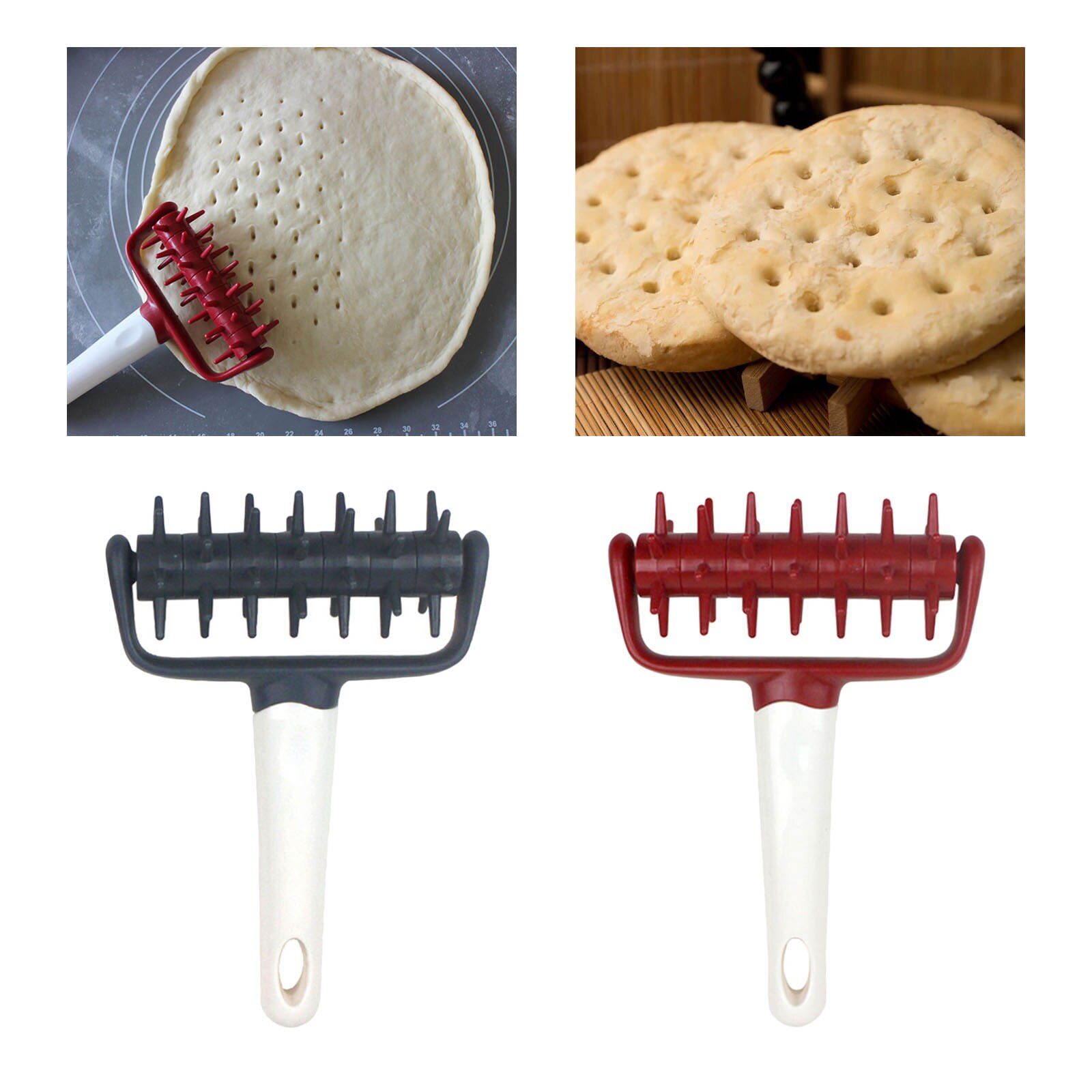 Pizza Roller Docker Needle Roller Rolling Pins Wheel Hole Punch for Pastry Pie Crusts Flatbread Baking Tool Kitchen Gadgets