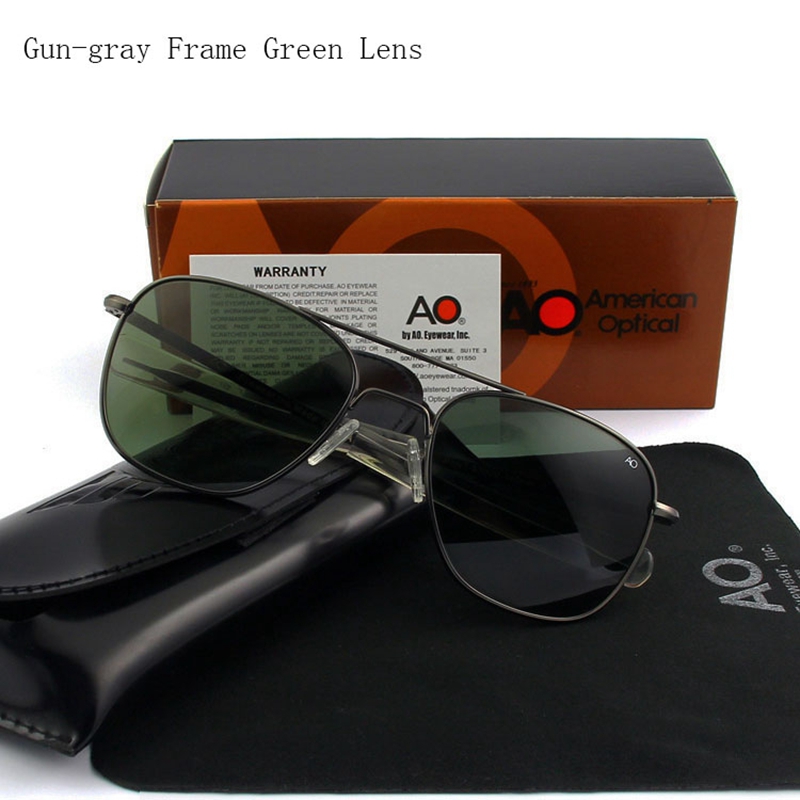 Pilot AO Sunglasses Men Brand AGX Tempered Glass Lens Sun Glasses Male: WHITE / Yellow