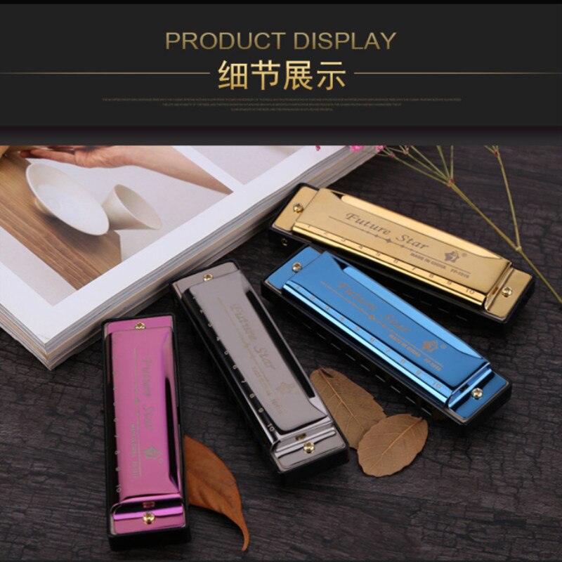 thumbnail image 2 of Professional 10 Hole Harmonica Set - 20 Tone C Key With Case For Beginners 2 of 11