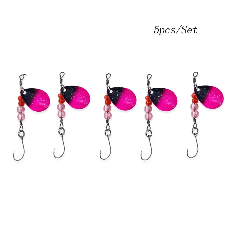 5 teile/satz Löffel Köder Set Angeln Metall Köder Für See Meer Karpfen Bass Wobbler Kleine Mini Spinner Forelle Jig Harte box Kit Zubehör: Lila