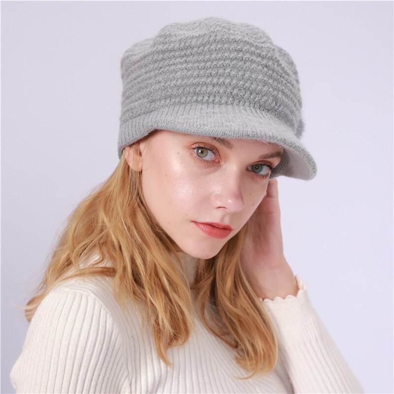 Winter Hat for Women Ladies Knitted Crochet Warm Slouchy Knit Baggy Ski Newsboy Caps Casual Plain Sweet casquette: G
