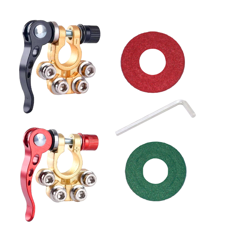 Battery terminal connectors - for cars, trucks SAE/JIS A-post compliant - aluminium, brass, stainless steel construction: black