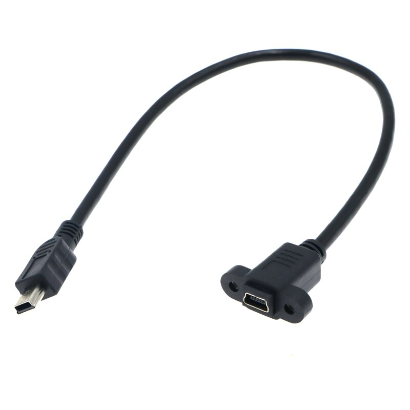 Mini usb 2.0 urosliitin mini usb 2.0 naaras jatkokaapelin jako 17.5mm ruuveilla paneelin kiinnitysreikä 0.25m