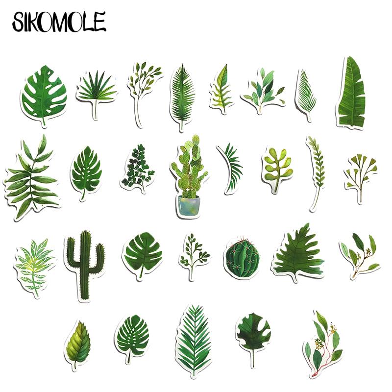 10/30/60Pcs Mini Plant Lijm Briefpapier Sticker Groen Blad Case Koffer Diy Speelgoed Laptop Gitaar Skateboard decals Sticker F5