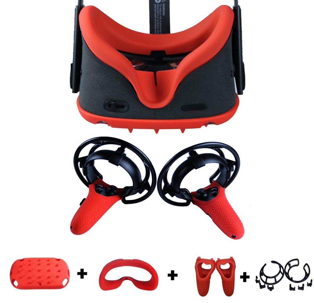 4in1 360 ° corps complet housse de protection cadre Silicone masque facial pour Oculus Quest tête couverture contrôleur poignée peau accessoires