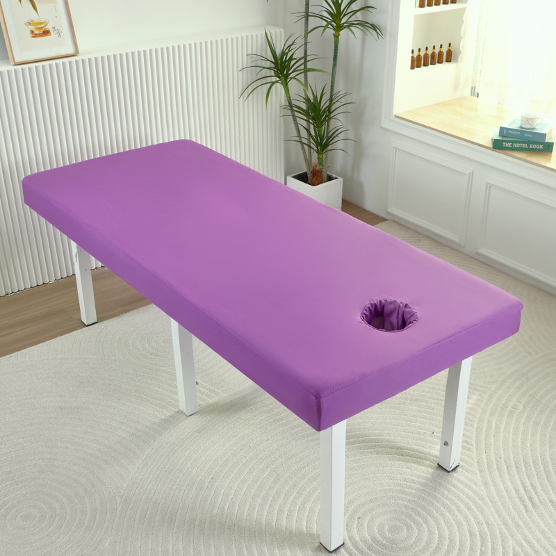 Solid Beauty Salon Bed Cover Skin-friendly Cotton Fitted Bed Sheet for SPA Massage Salon Bed with Holes: King / PURPLE