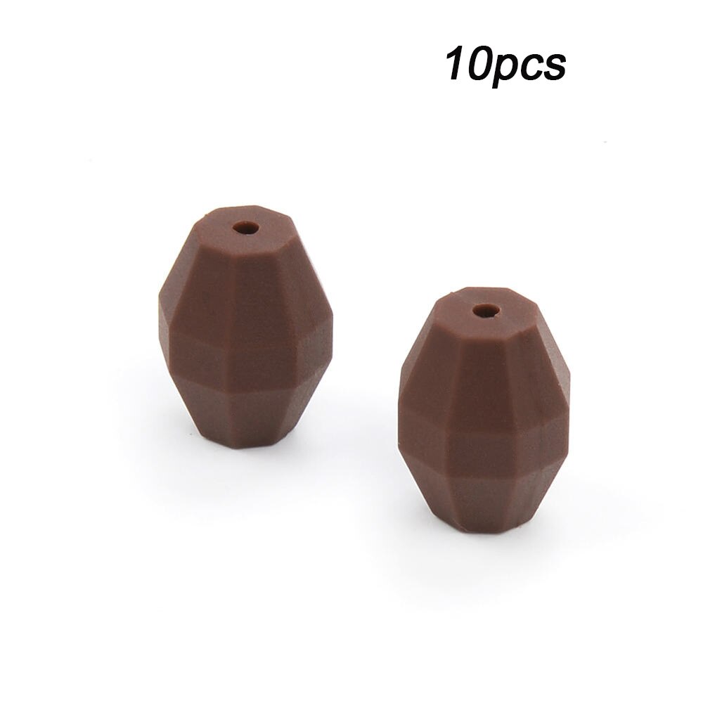 LOFCA 10pcs Baby Oak Barrel Teething Beads Geometric Shape Silicone Beads Food Grade Baby Teething Toys Chewable Jewelry DIY: Chocolate