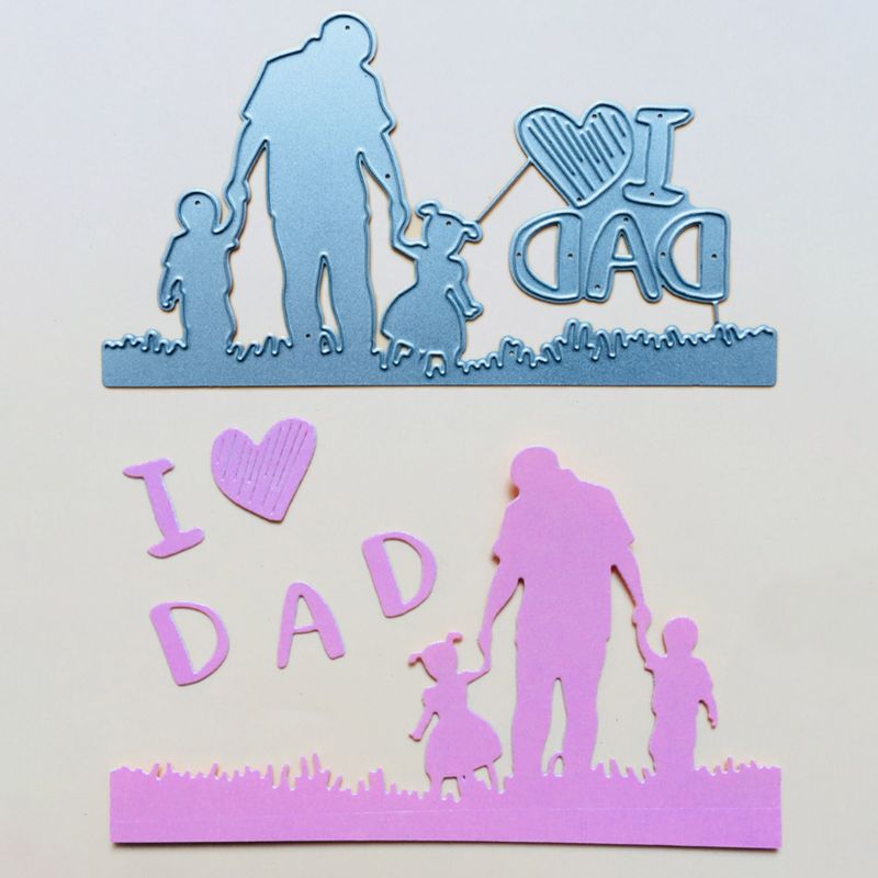 I Love Dad Metalen Stansmessen Stencil Scrapbooking Diy Album Stempel Papieren Kaart Y1QB
