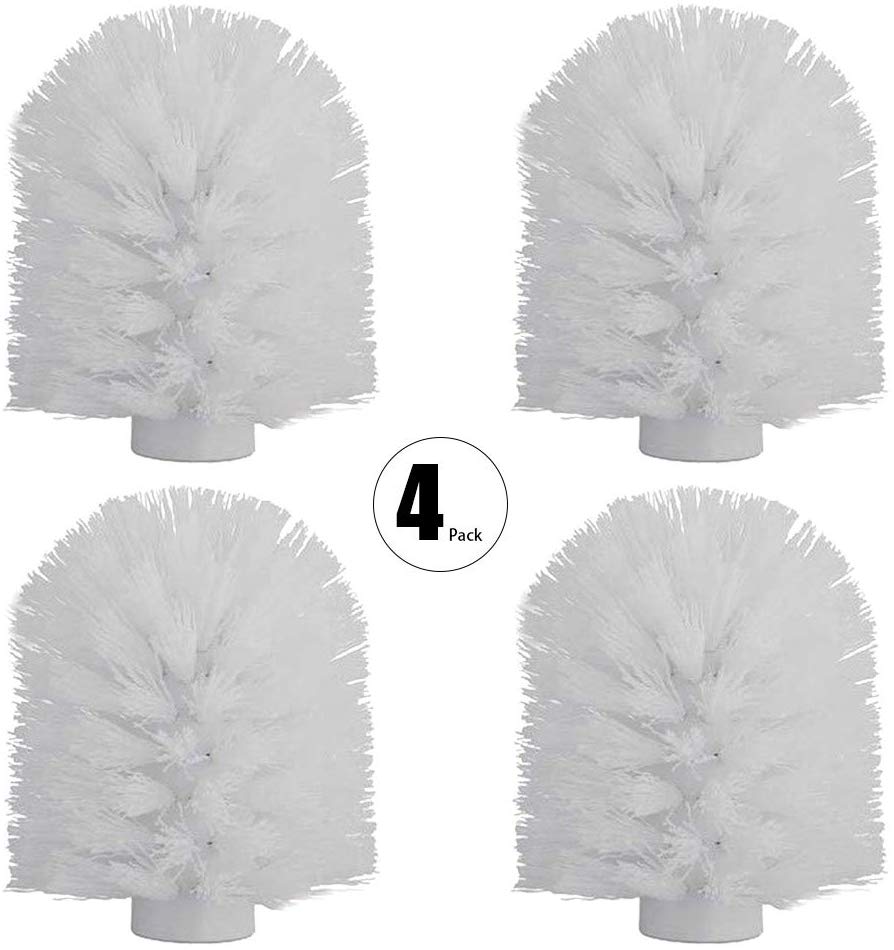 Universal Toilet Bowl Brush Head, Replacement Toilet Bowl Cleaner Brush Spiral, Sturdy Stiff Brush Deep Cleaning, WC Clean Tool: White 4 Pieces